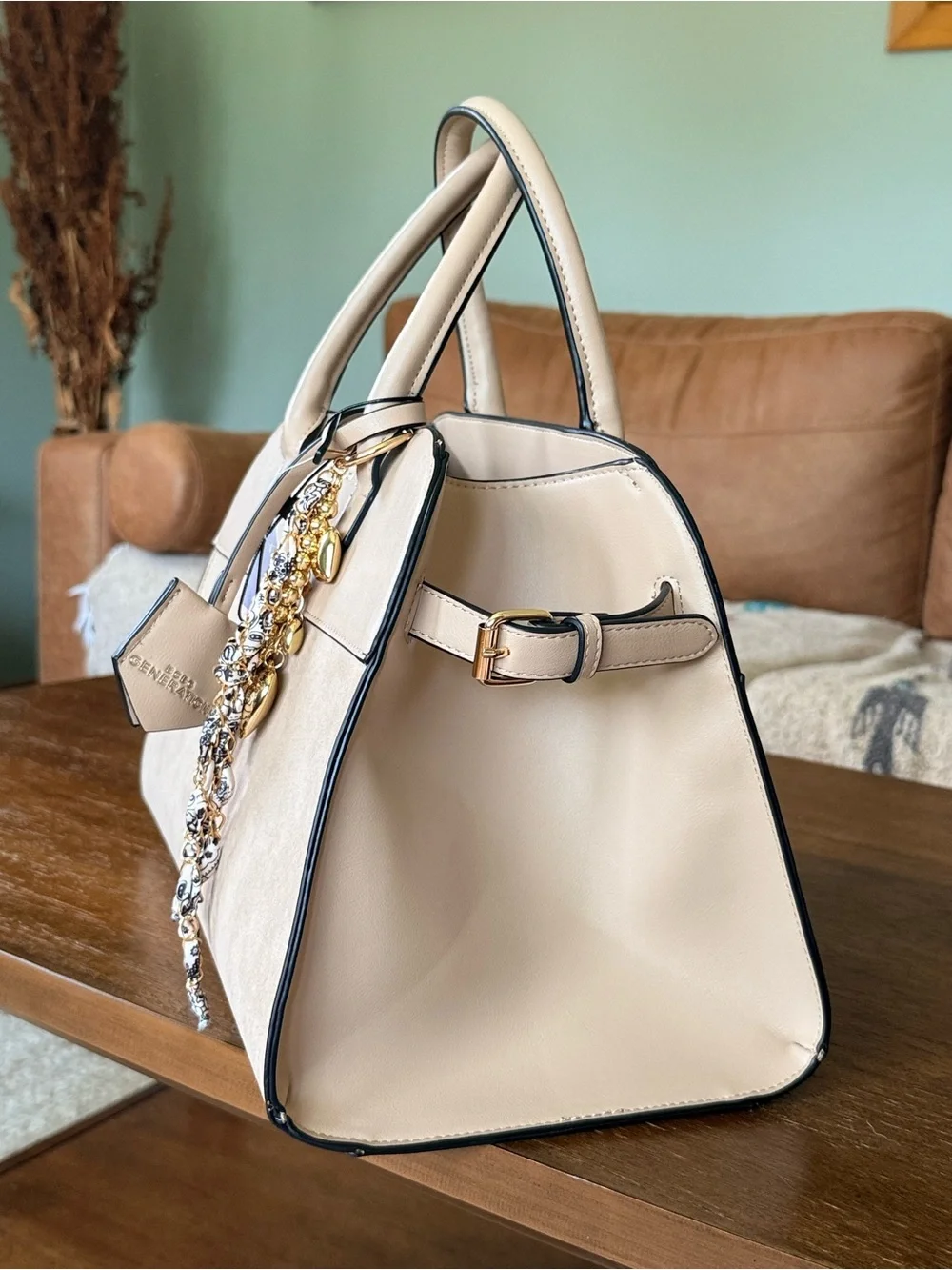 BCBGeneration Two-Tone Gray Dome Satchel with Strap